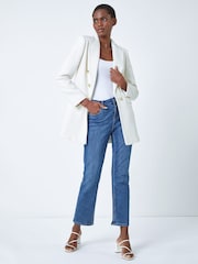 Roman White Longline Boucle Tailored Blazer - Image 3 of 5