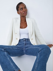 Roman White Longline Boucle Tailored Blazer - Image 4 of 5
