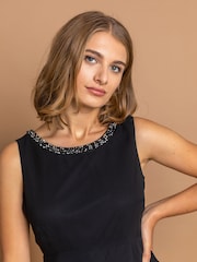 Roman Black Tiered Embellished Neck Chiffon Dress - Image 4 of 4