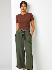 Roman Green Tie Waist Culottes - Image 3 of 4