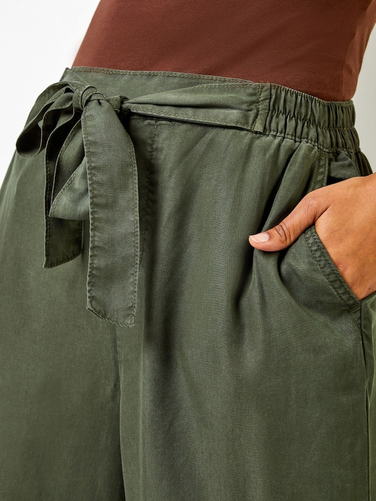 Roman Green Tie Waist Culottes - Image 4 of 4