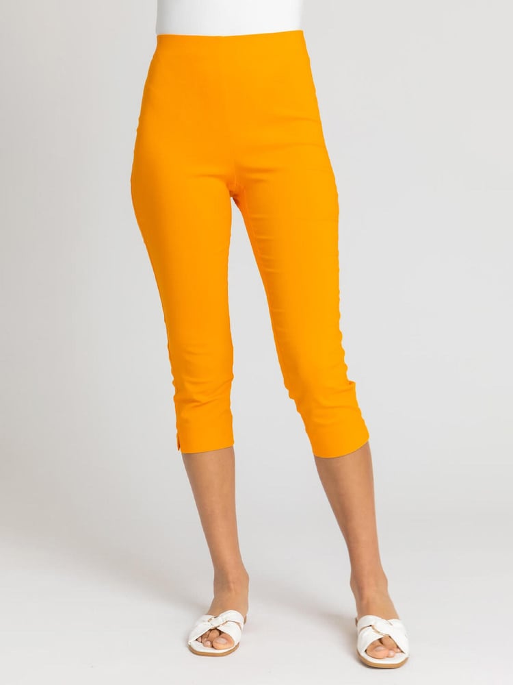 Roman Dark Orange Cropped Stretch Capri Trousers - Image 1 of 4
