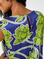 Roman Green Petite Floral Satin Tunic Dress - Image 5 of 5