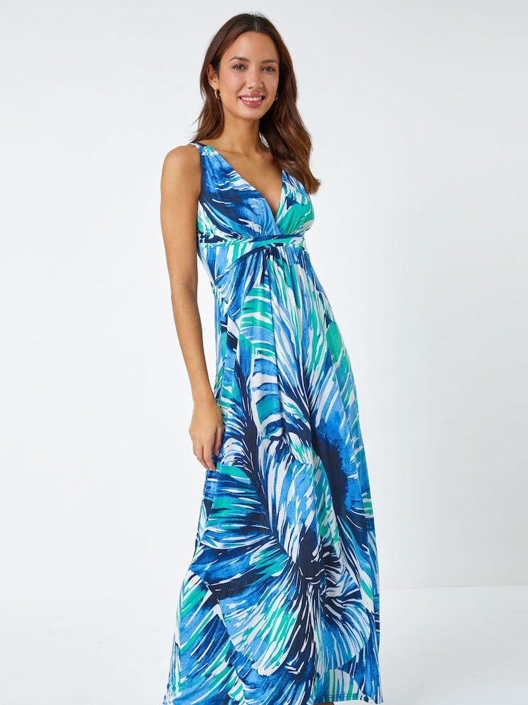 Roman Green Abstract Swirl Print Jersey Maxi Dress - Image 2 of 5