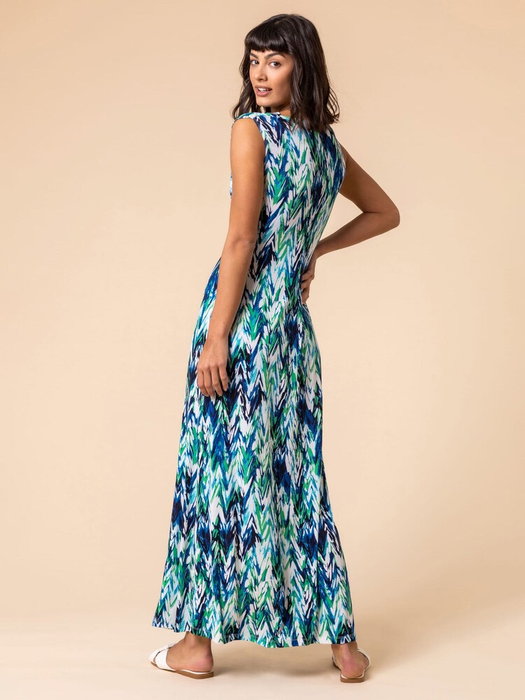 Roman Green Abstract Print Twist Front Maxi Dress - Image 2 of 5 Roman Green Abstract Print Twist Front Maxi Dress - Image 2 of 5