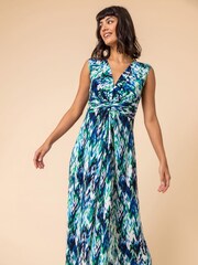 Roman Green Abstract Print Twist Front Maxi Dress - Image 3 of 5