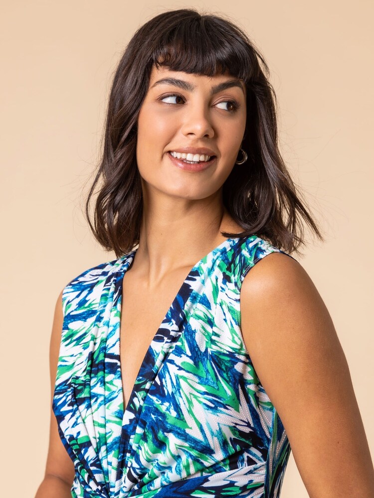 Roman Green Abstract Print Twist Front Maxi Dress - Image 5 of 5