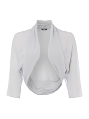 Roman Grey Ruched Hem Chiffon Jacket - Image 4 of 4