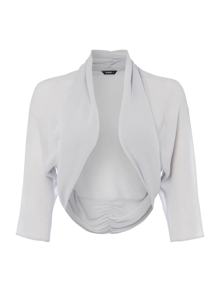 Roman Grey Ruched Hem Chiffon Jacket - Image 4 of 4