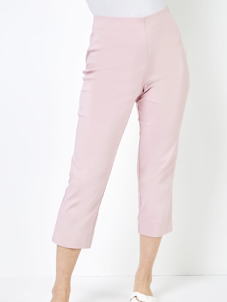 Roman Light Pink Petite Cropped Stretch Capri Trousers - Image 1 of 4