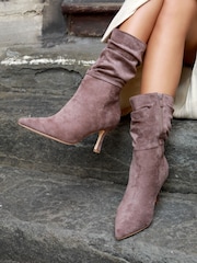 Linzi Brown Kiki Ruched Stiletto Pointed Toe Ankle Boots - Image 1 of 4
