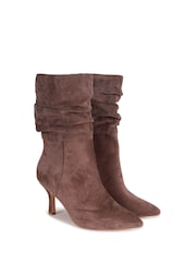 Linzi Brown Kiki Ruched Stiletto Pointed Toe Ankle Boots - Image 3 of 4