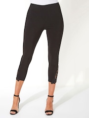 Roman Black Lace Insert Crop Stretch Trousers - Image 1 of 3