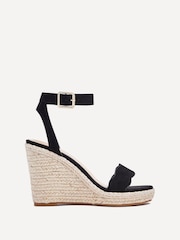 Linzi Black Italy Rope Platform Wedges With Scalloped Edging - Image 2 of 5