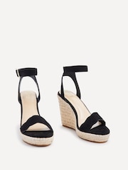 Linzi Black Italy Rope Platform Wedges With Scalloped Edging - Image 3 of 5