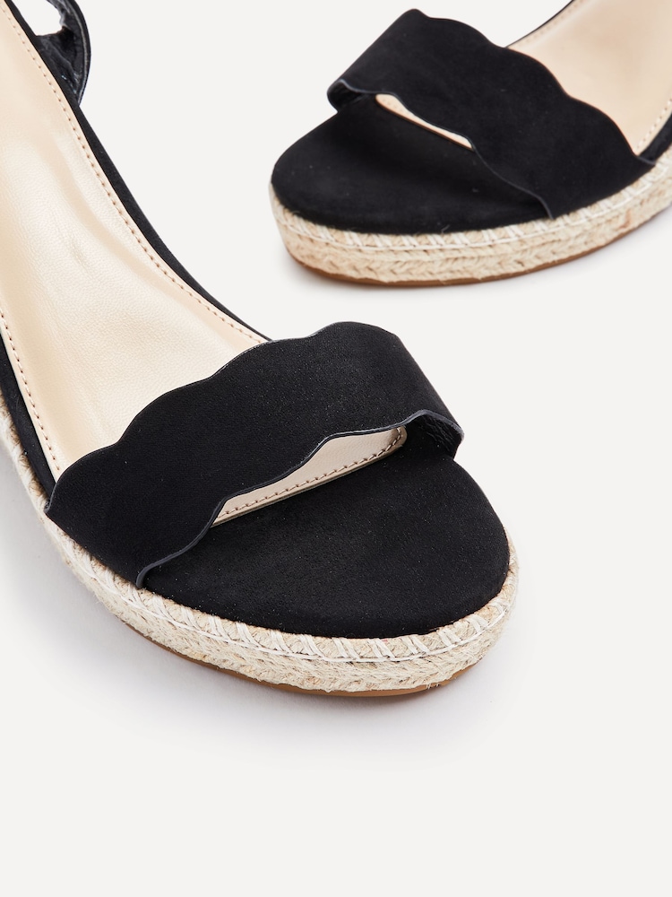 Linzi Black Italy Rope Platform Wedges With Scalloped Edging - Image 5 of 5