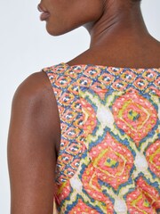 Roman Orange Sleeveless Geometric Print Swing Dress - Image 5 of 5