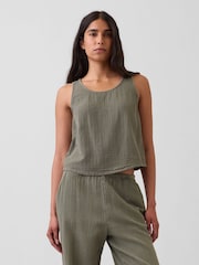 Gap Khaki Green Gauze Racer Shell Vest - Image 1 of 4