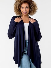 Roman Blue Curve Waterfall Front Jersey Cardigan - Image 1 of 4