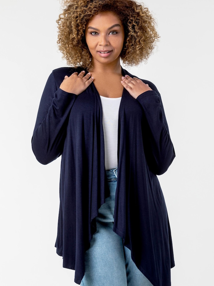 Roman Blue Curve Waterfall Front Jersey Cardigan - Image 1 of 4