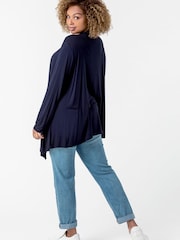 Roman Blue Curve Waterfall Front Jersey Cardigan - Image 2 of 4