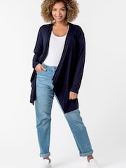 Roman Blue Curve Waterfall Front Jersey Cardigan - Image 3 of 4