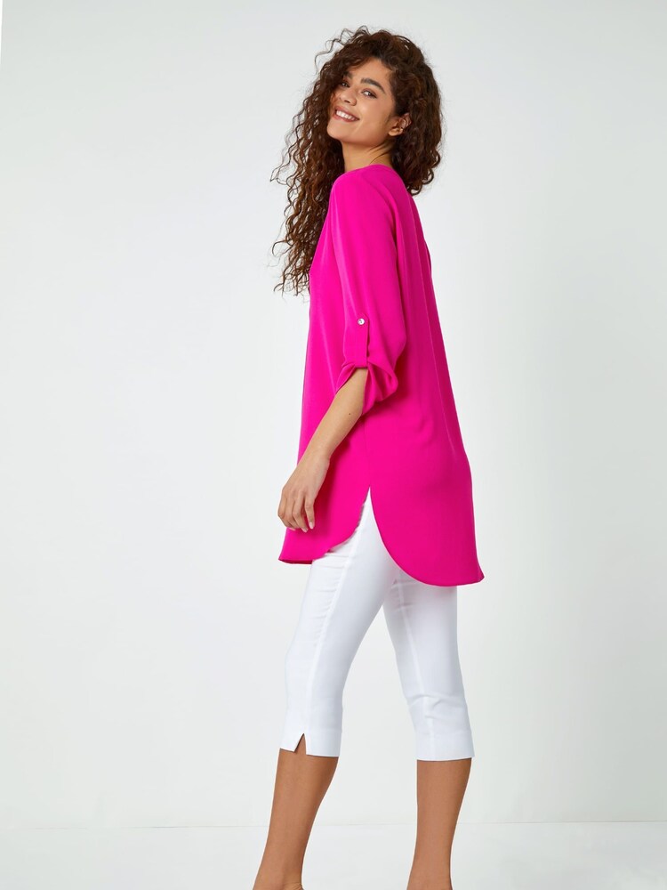 Roman Pink Longline Button Detail Tunic - Image 2 of 5 Roman Pink Longline Button Detail Tunic - Image 2 of 5