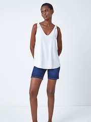 Roman White Tie Detail Strap Cami Top - Image 3 of 5