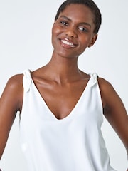 Roman White Tie Detail Strap Cami Top - Image 4 of 5