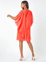 Roman Orange Embellished Cold Shoulder Overlay Dress - Image 2 of 4