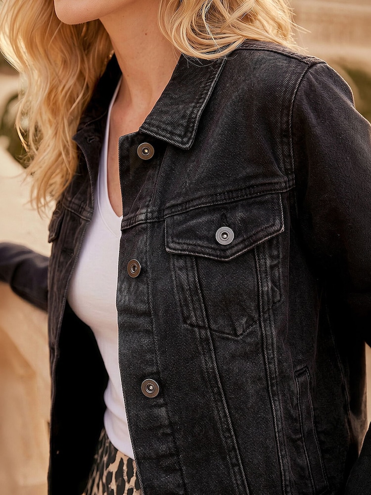 Roman Black Classic Cotton Denim Jacket - Image 5 of 5