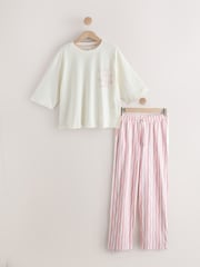 Pink/Cream Graphic Short Sleeve Pyjamas - Image 1 of 3