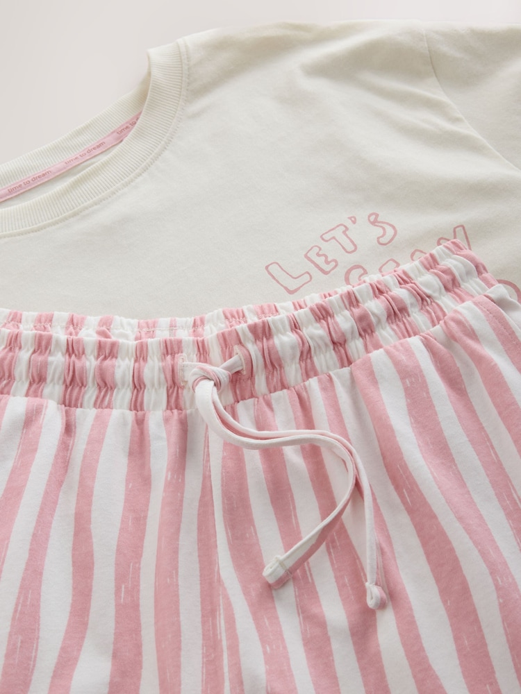 Pink/Cream Graphic Short Sleeve Pyjamas - Image 3 of 3 Pink/Cream Graphic Short Sleeve Pyjamas - Image 3 of 3