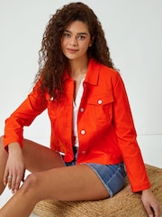 Roman Orange Stretch Denim Jacket - Image 5 of 5