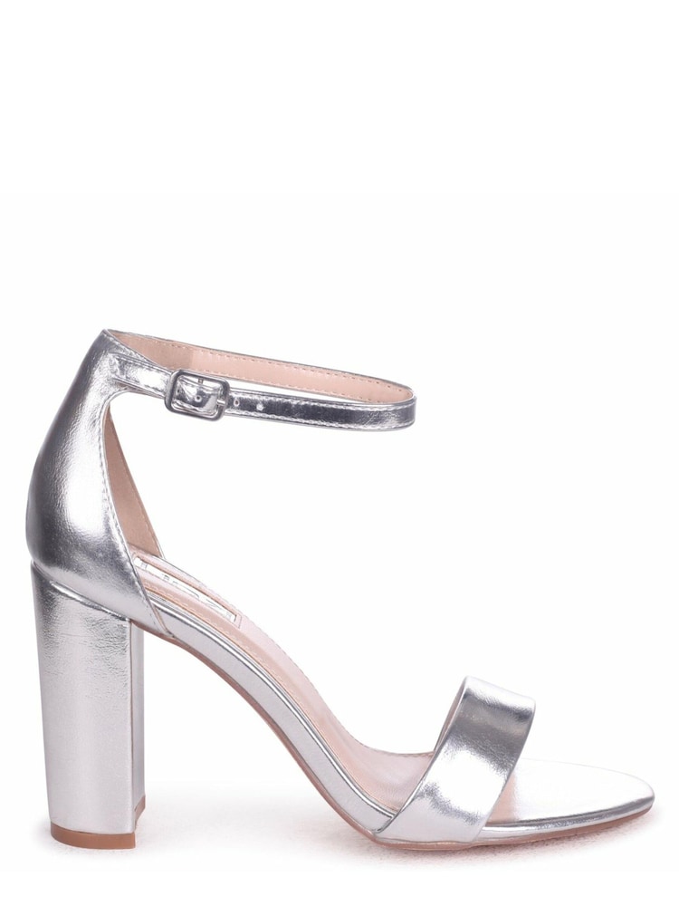 Linzi Silver Nelly Barely There Block Heels - Image 2 of 4
