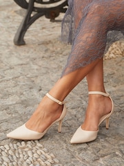 Linzi Cream Maci Stiletto Court Heels With Ankle Strap - Image 1 of 5