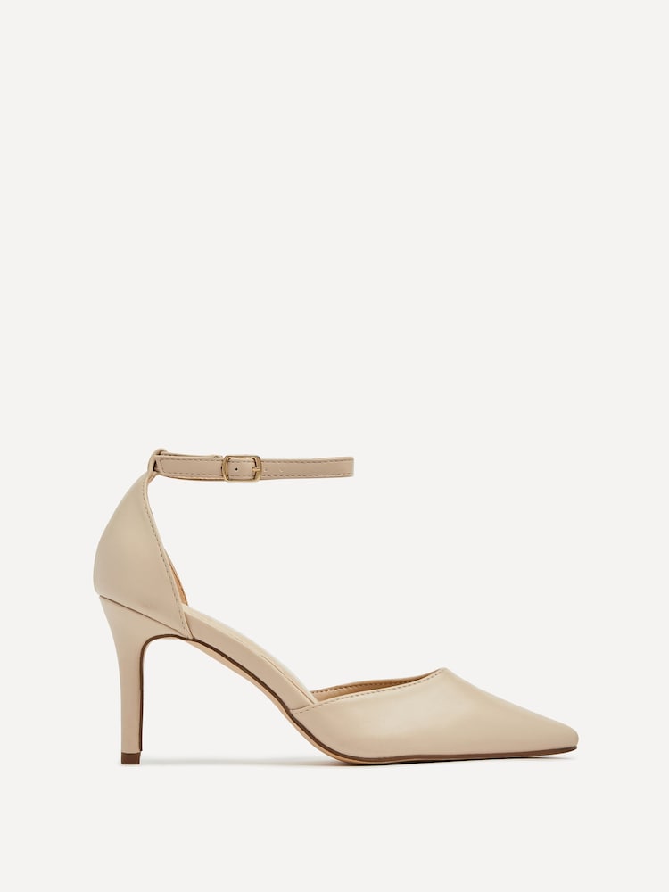 Linzi Cream Maci Stiletto Court Heels With Ankle Strap - Image 2 of 5