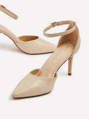 Linzi Cream Maci Stiletto Court Heels With Ankle Strap - Image 5 of 5