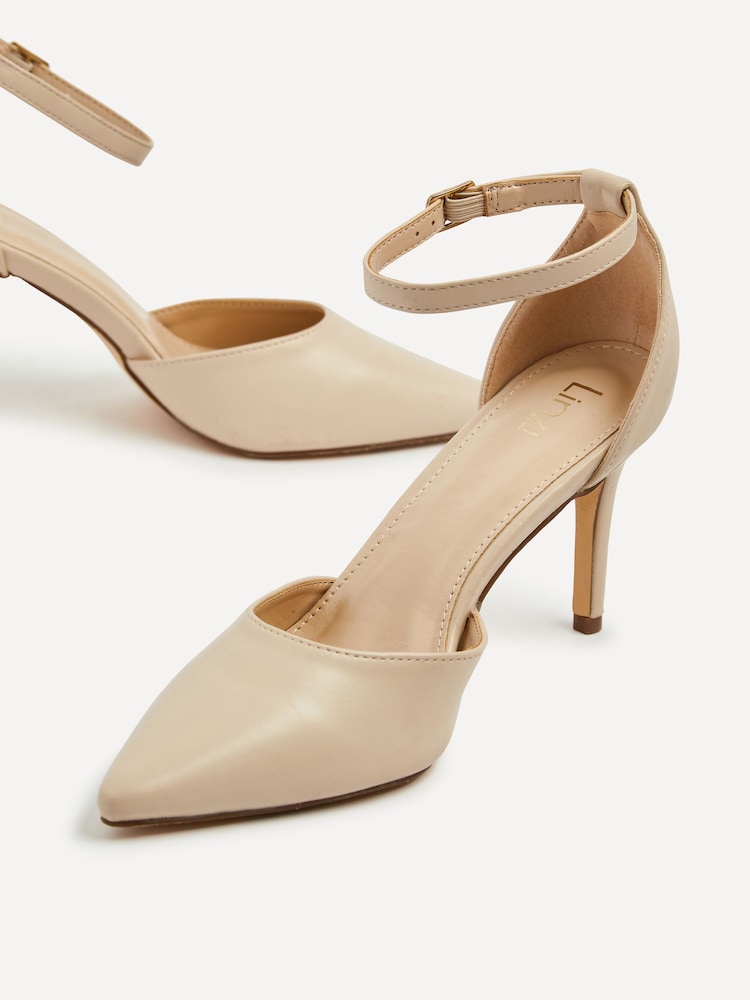Linzi Cream Maci Stiletto Court Heels With Ankle Strap - Image 5 of 5