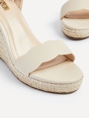 Linzi Cream Italy Rope Platform Wedges With Scalloped Edging - Image 5 of 5