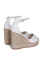 Linzi White Gracio Rope Platform Espadrille Wedges With Wrap Around Ankle Strap - Image 3 of 4