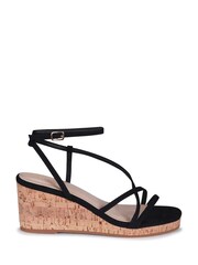 Linzi Black Aminah Strappy Wedge Sandal With Wrap Around Ankle Strap - Image 2 of 4