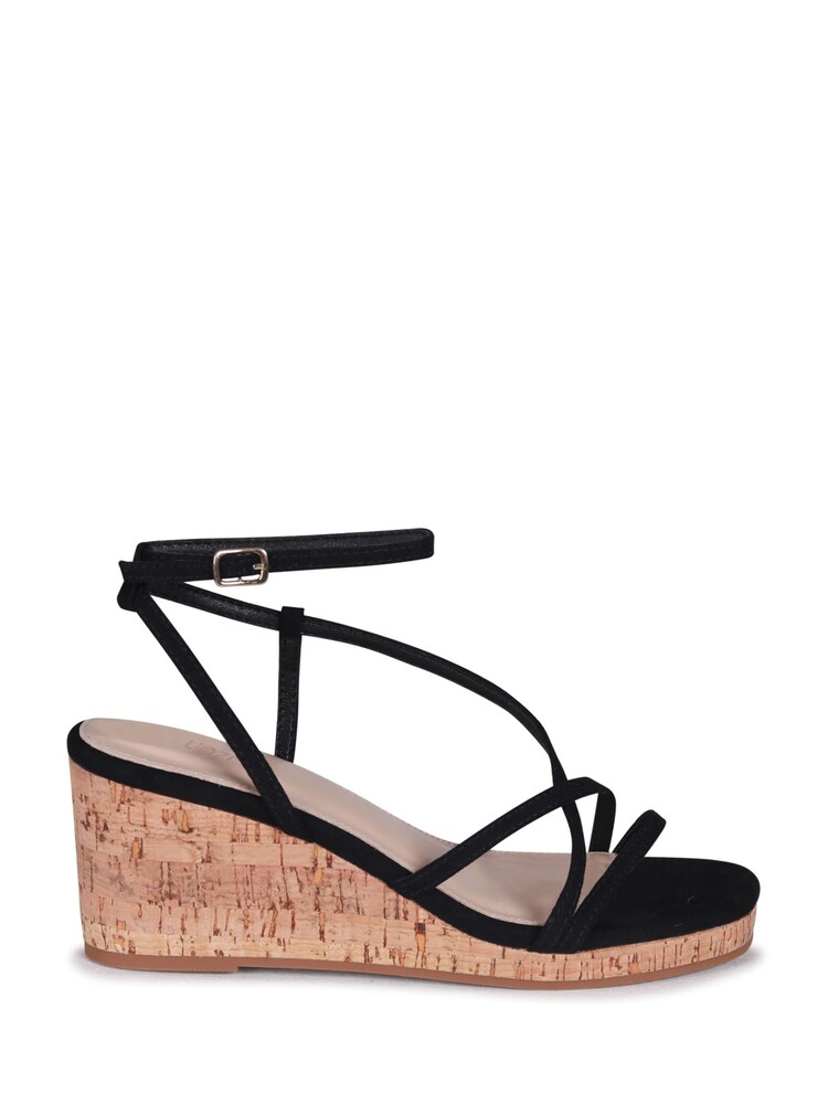 Linzi Black Aminah Strappy Wedge Sandal With Wrap Around Ankle Strap - Image 2 of 4