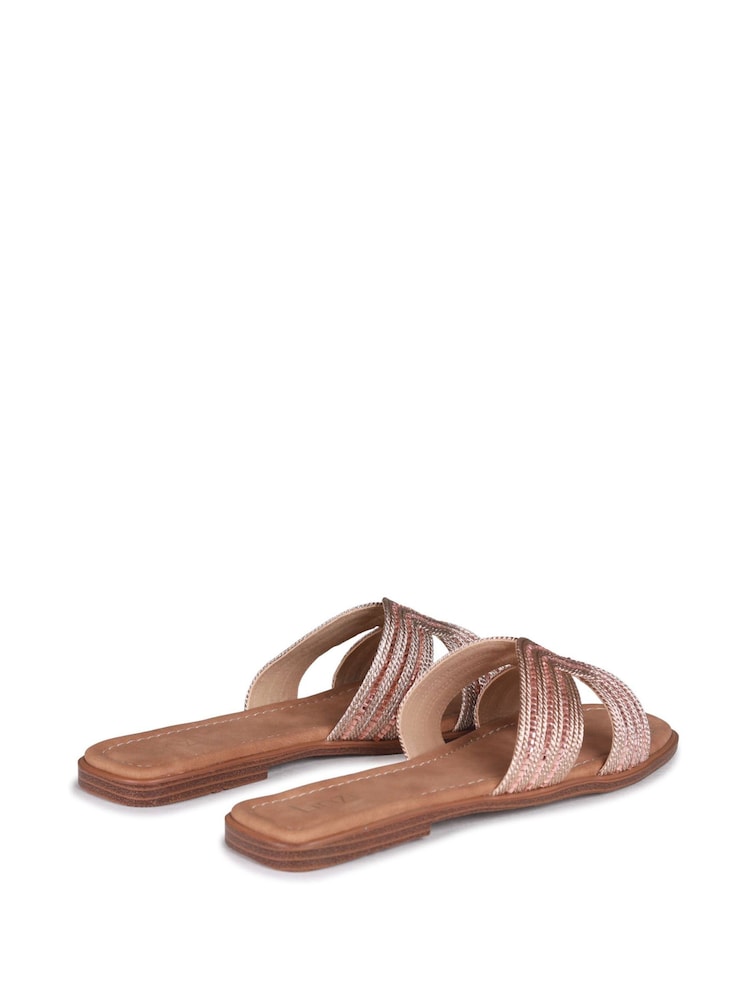 Dourado - Linzi Nevada Flat Sandals With Embellished Front Strap - Imagem 4 de 4