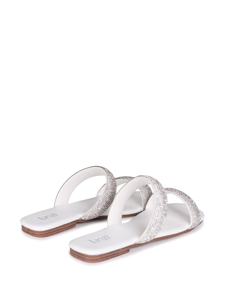 Linzi Silver Tierra Embellished Two Strap Flat Sandals - Image 4 of 4