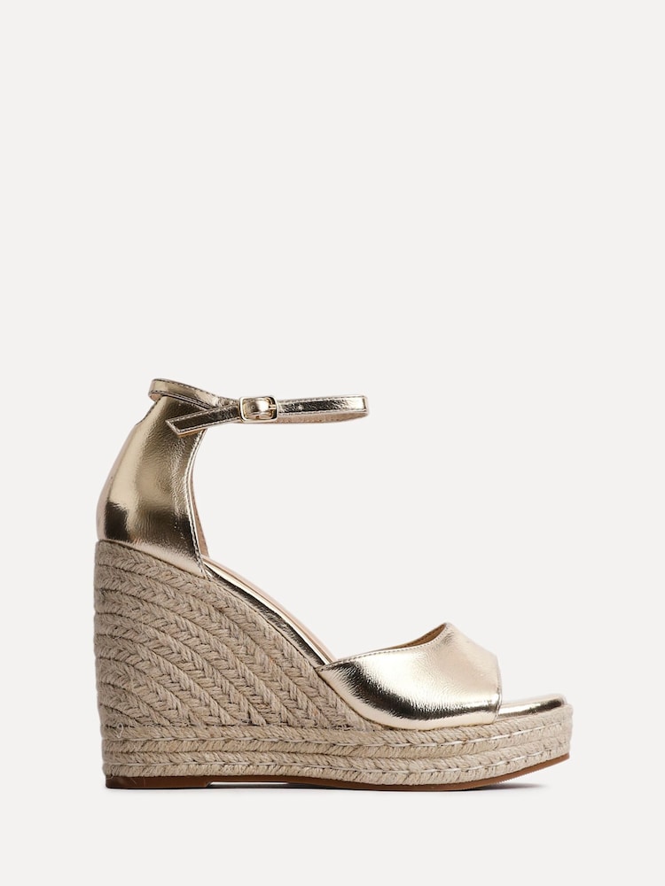 Linzi Gold Gracio Rope Platform Espadrille Wedges With Wrap Around Ankle sandals - Image 2 of 5