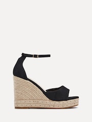 Linzi Black Gracio Rope Platform Espadrille Wedges With Wrap Around Ankle Strap - Image 2 of 5