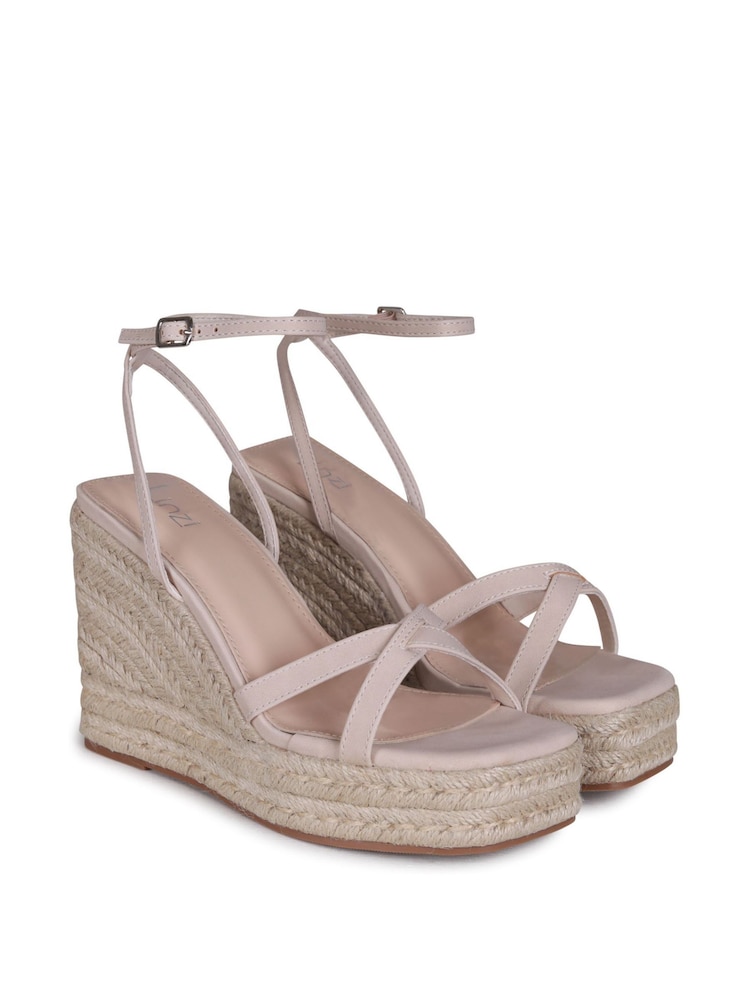 Linzi Cream Desta Rope Platform Wedge With Cross Over Front Straps - Image 4 of 4