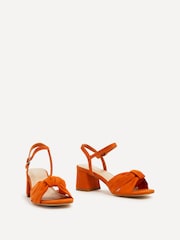 Linzi Orange Charlotte Block Heeled Sandals With Bow Front Detail - Image 3 of 5