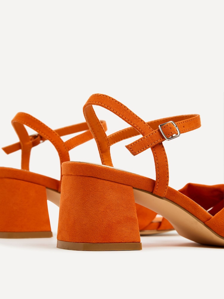 Linzi Orange Charlotte Block Heeled Sandals With Bow Front Detail - Image 5 of 5